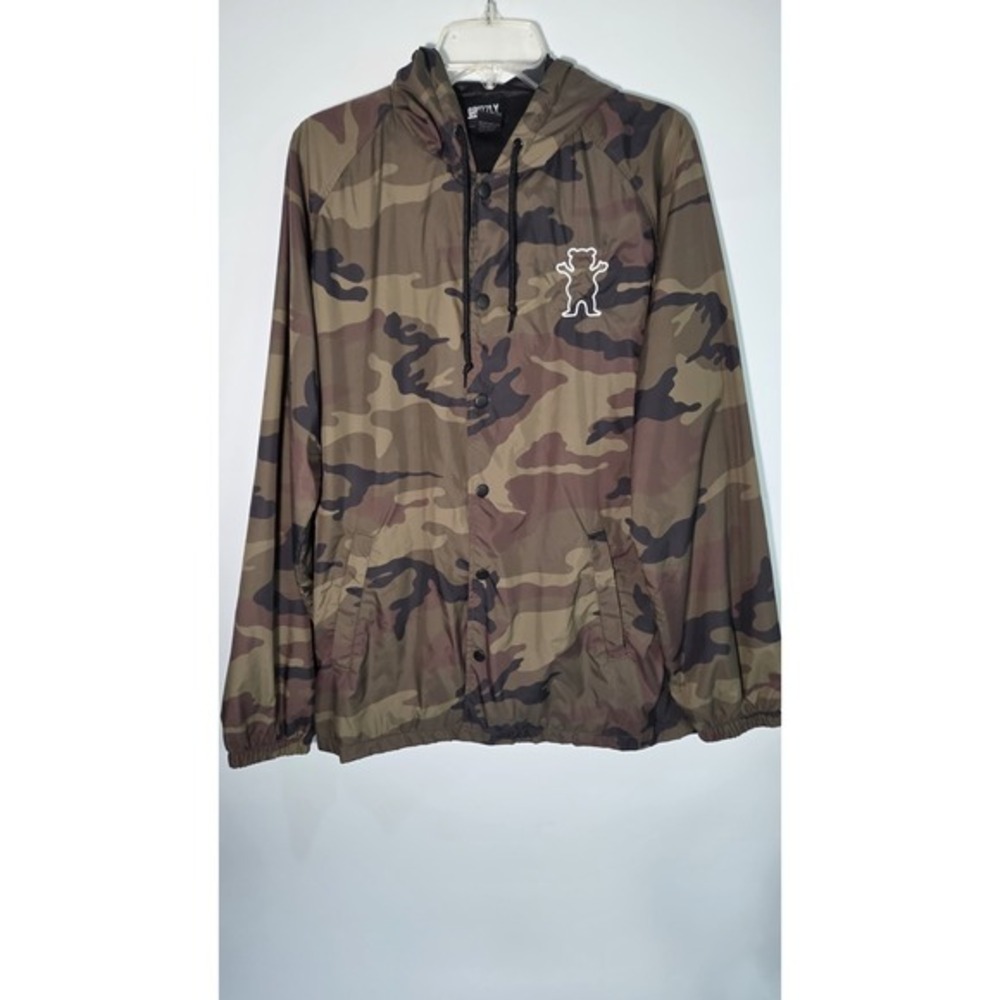 Grizzly Griptape Men's L Camouflage Hunting Windbreaker‎ Jacket Skater Hoodie